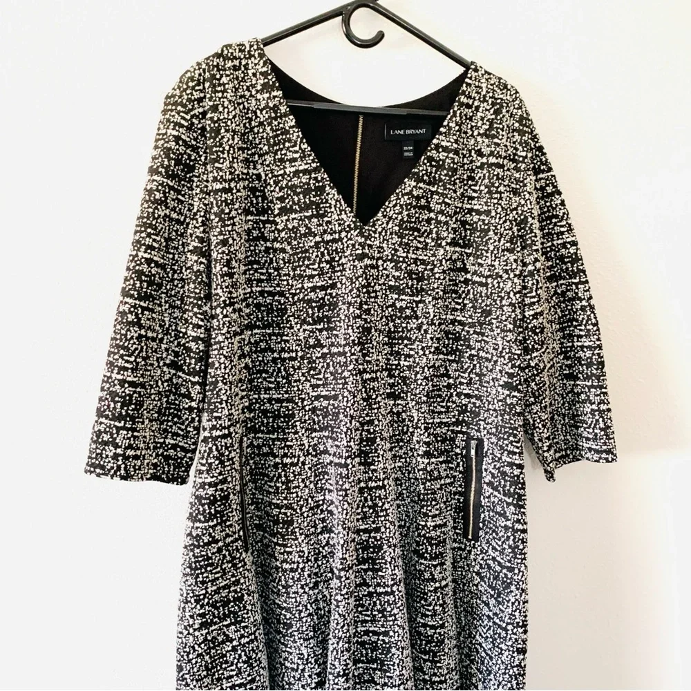 Lane Bryant Black White 3/4 Sleeve Dress - Picture 2 of 11